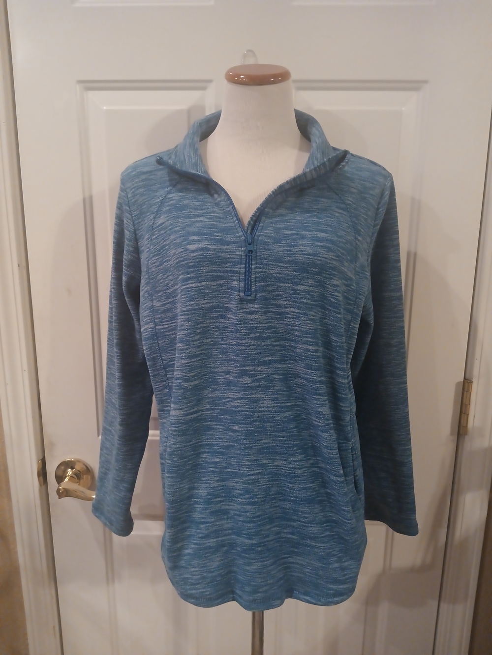 St. John's Bay Heathered Blue Quarter-Zip Pullover